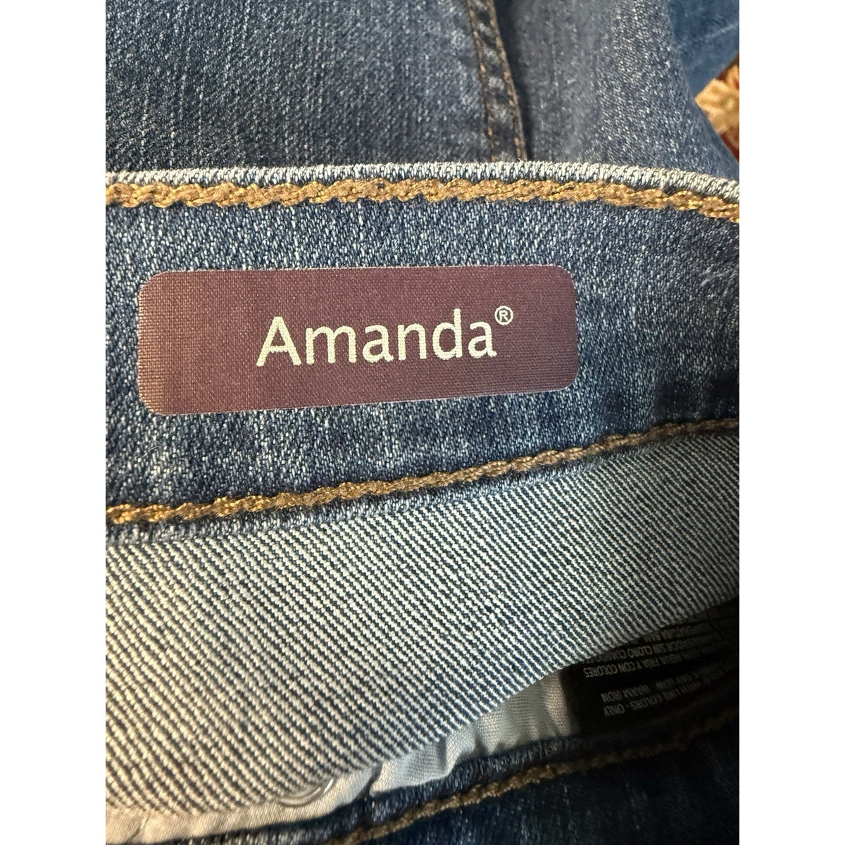 Gloria Vanderbilt Amanda Jeans Womens 12 Blue Floral Stretch Straight Leg