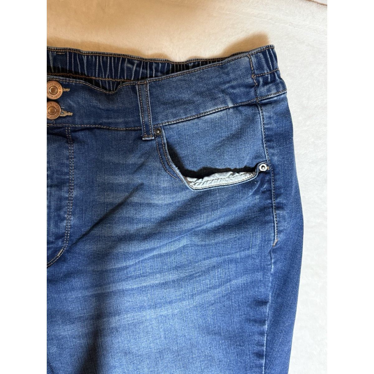 Terra & Sky Women 1X 16W 18W Ankle Jeans Stretch back Elastic Waist Straight Leg