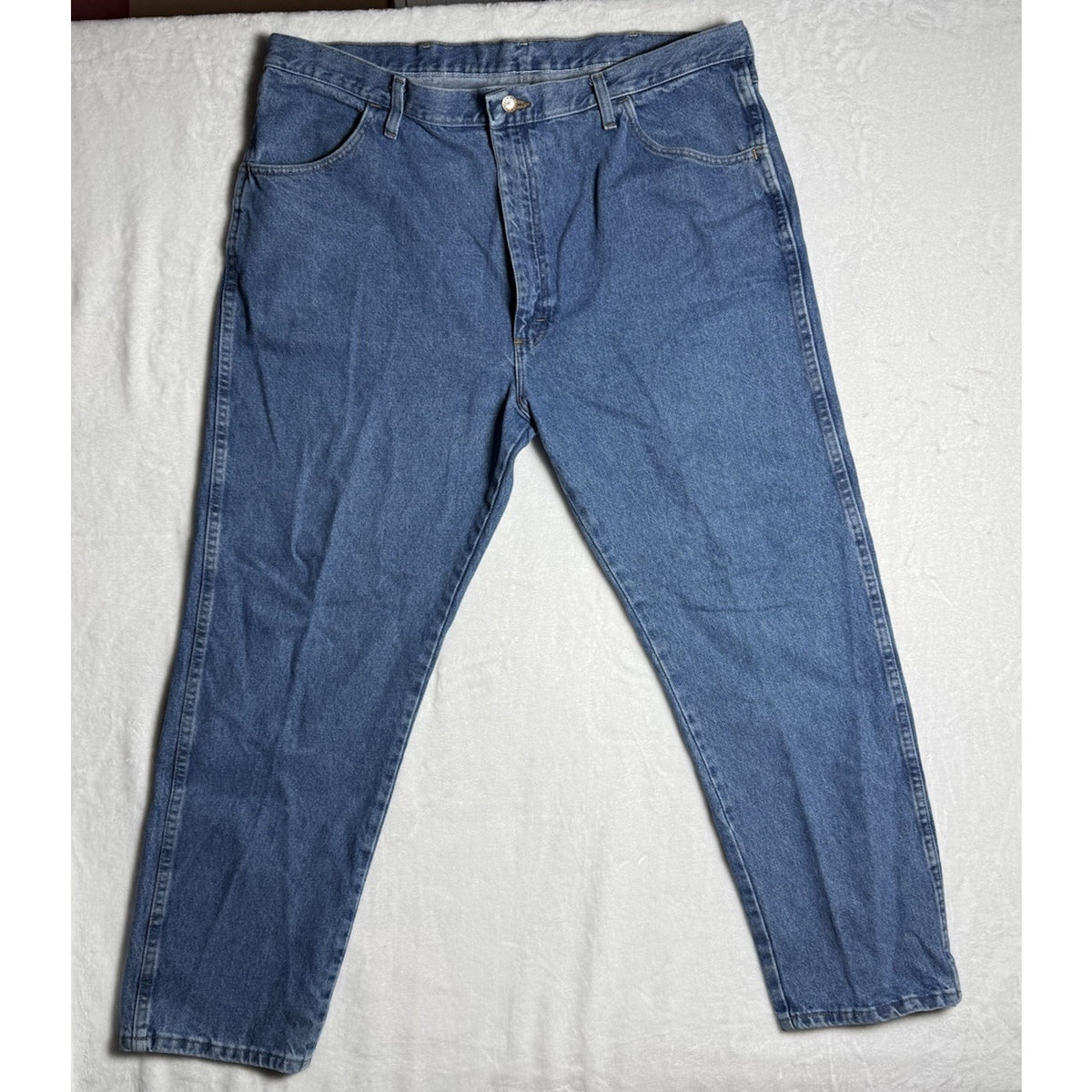 Rustler Men’s Jeans 42x30 Blue Straight Leg 100% Cotton Made in Mexico Denim