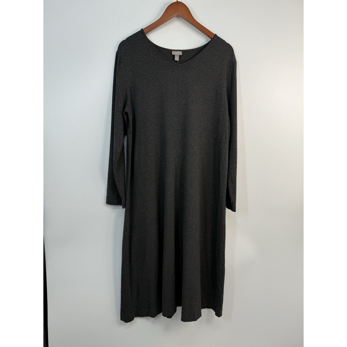 J Jill Stretch Long Sleeve Knit Midi Dress Gray XL Soft Comfortable Rayon Blend