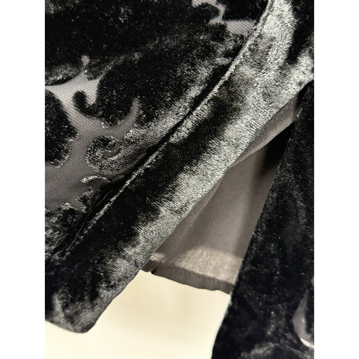 JM Collection Burnout Velvet Blouse Black Sheer Floral 3/4 Sleeve Sz 8