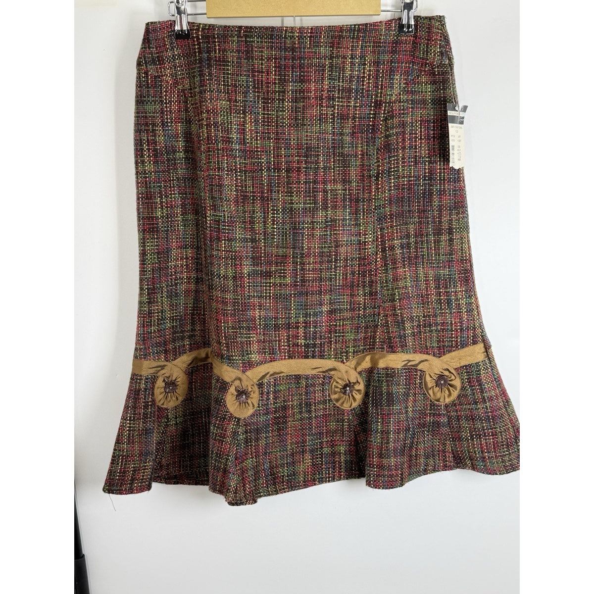 Requirements Multicolor Tweed Skirt Size 10 Flounce Hem Lined