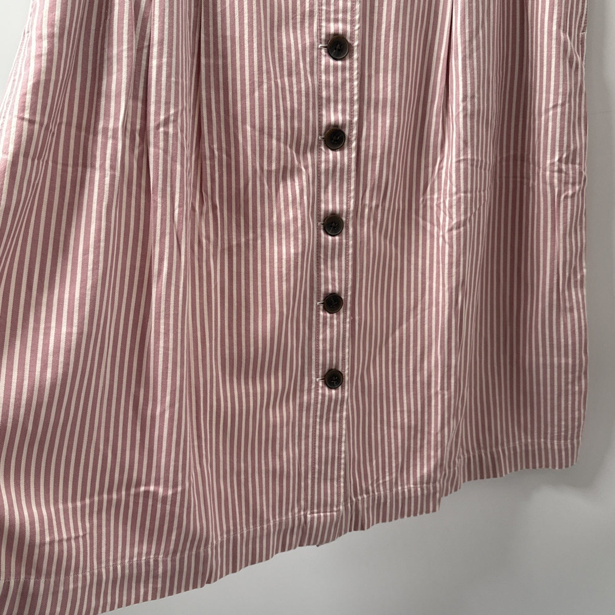 Talbots Petite Skirt 16P NWT Pink White Stripe Button Front Cotton Blend A Line
