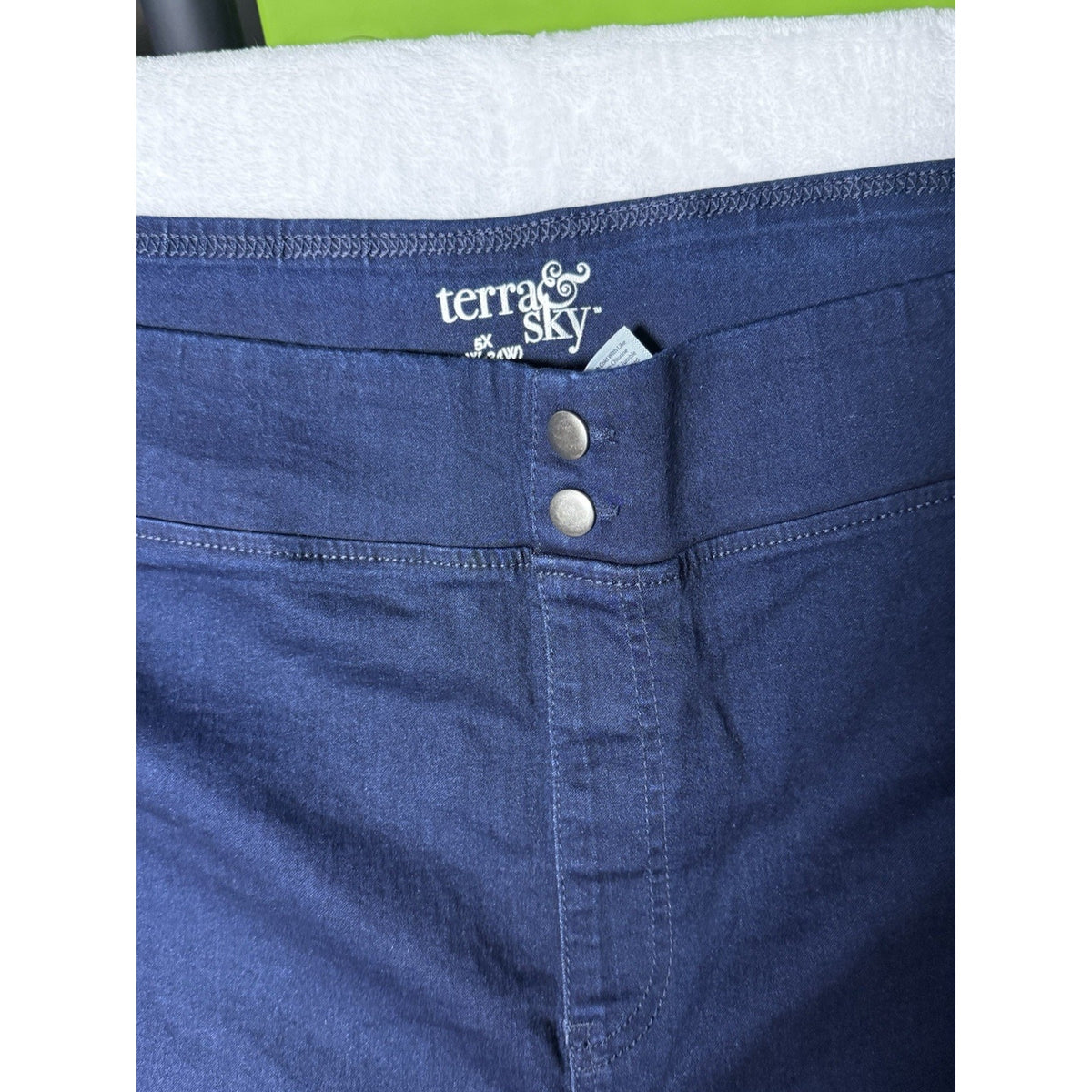 Terra & Sky 5X Pull On Blue 28” Inseam Jegging Jeans Plus Sz Faux Pocket 32W-34W