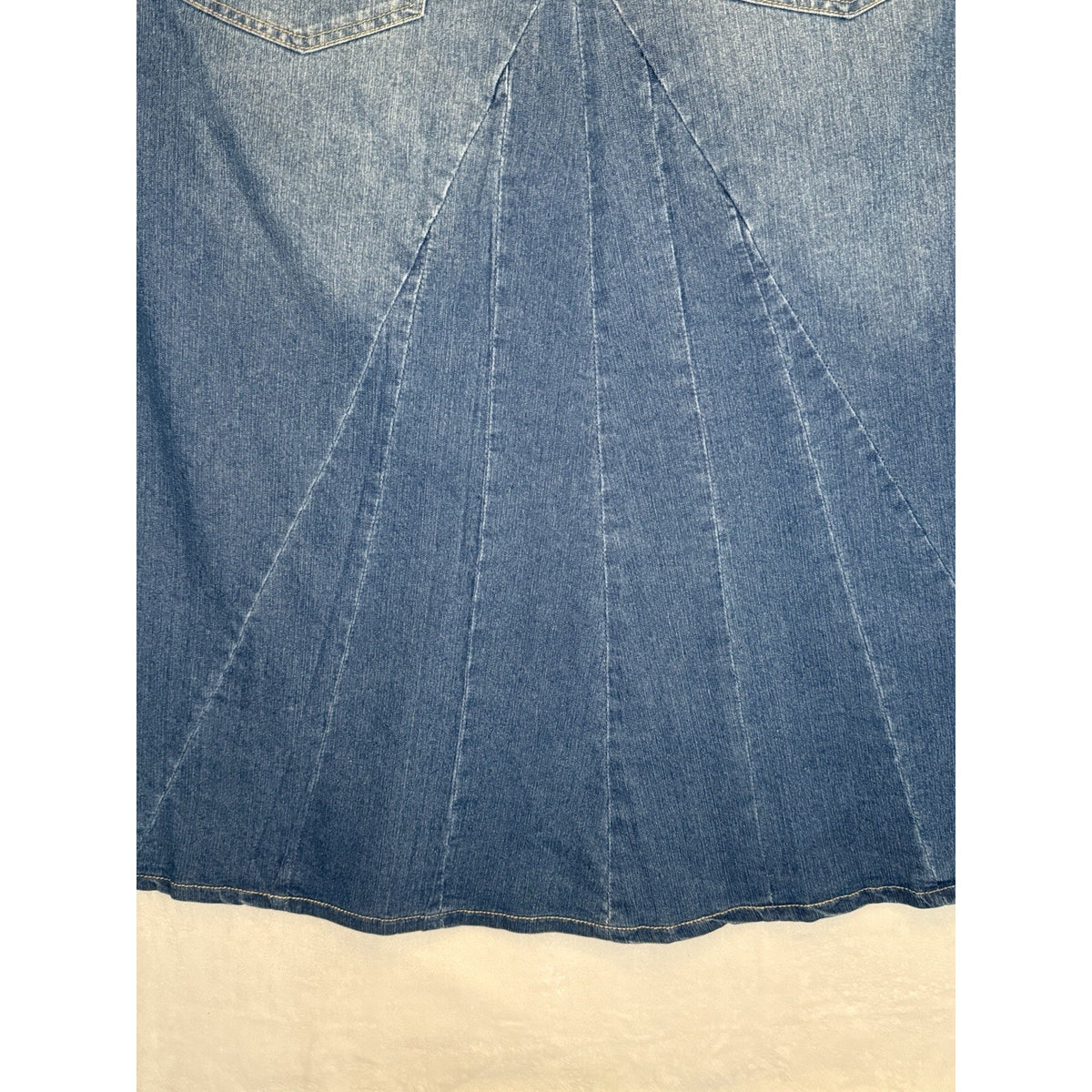Jessica London Women Blue Jean Denim Skirt Size 28 Zip Button Front Cotton Blend