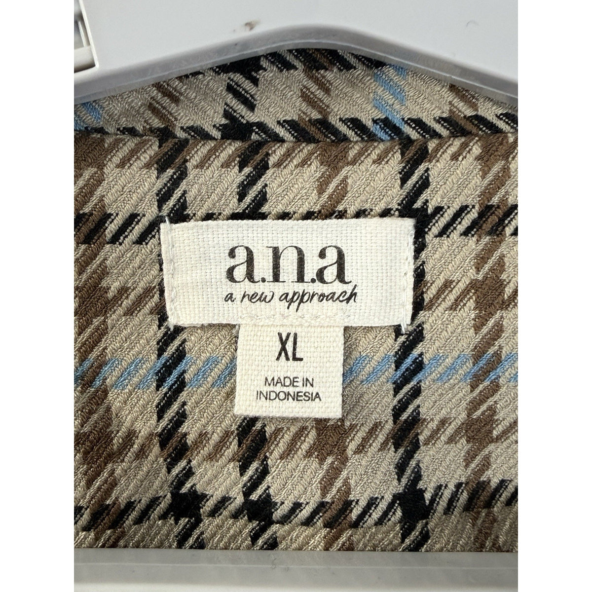 a.n.a Plaid Blazer Jacket XL Brown Blue Stretch Classic Preppy Academia