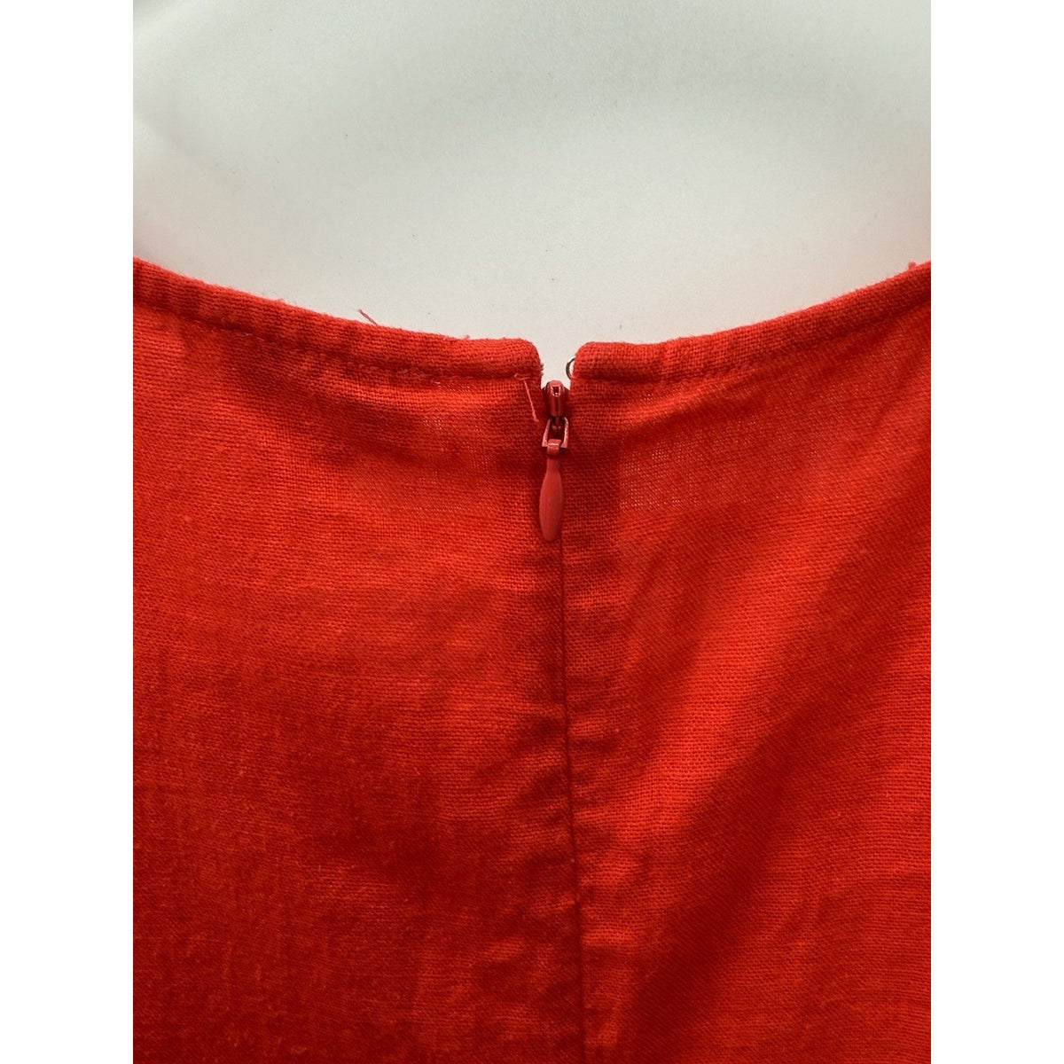 J.Crew Linen Blend Shift Dress Red Sleeveless Back Zip Size 6 Women’s Pockets