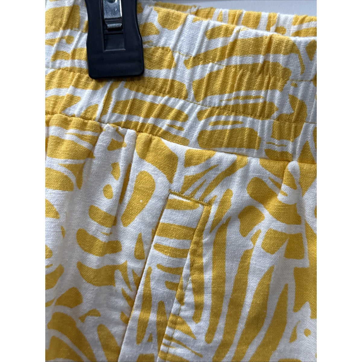 Loft Skirt Women's Small Palm Floral Yellow White Linen Blend Vacation Pockets