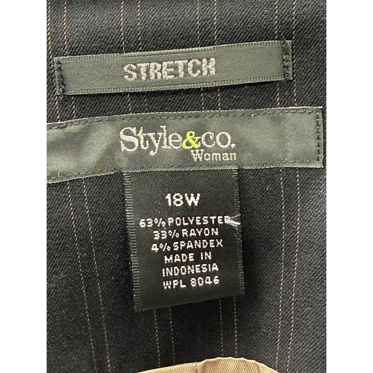 Style & Co Woman 18W NWT Black Pinstripe Stretch Blazer Career Office Jacket