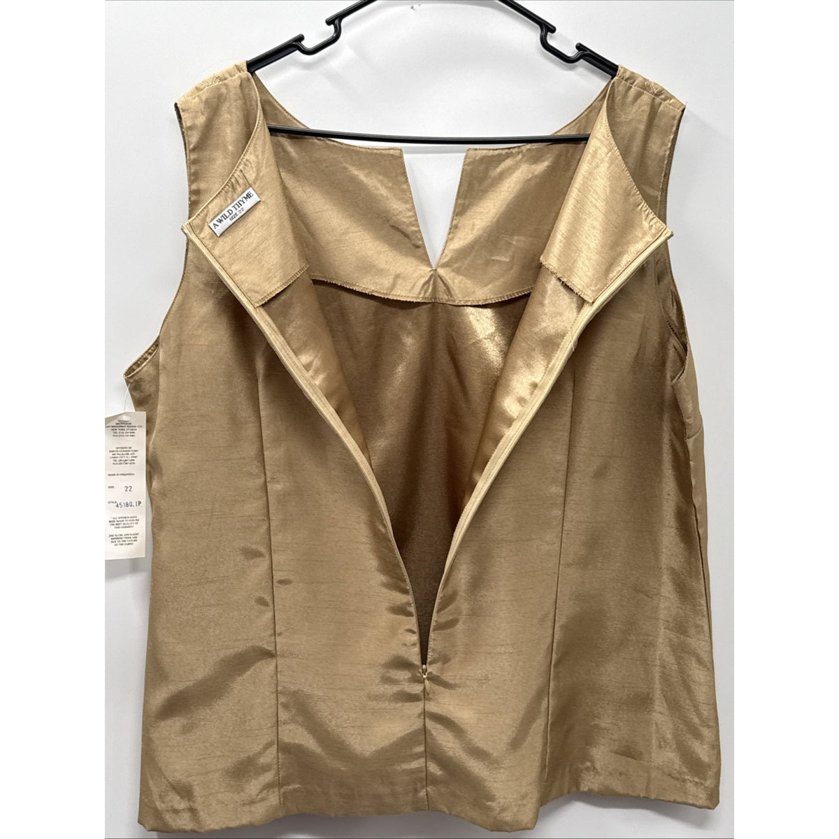A Wild Thyme Women’s 22 Gold Beaded Sleeveless Blouse NWT Dressy Evening Top