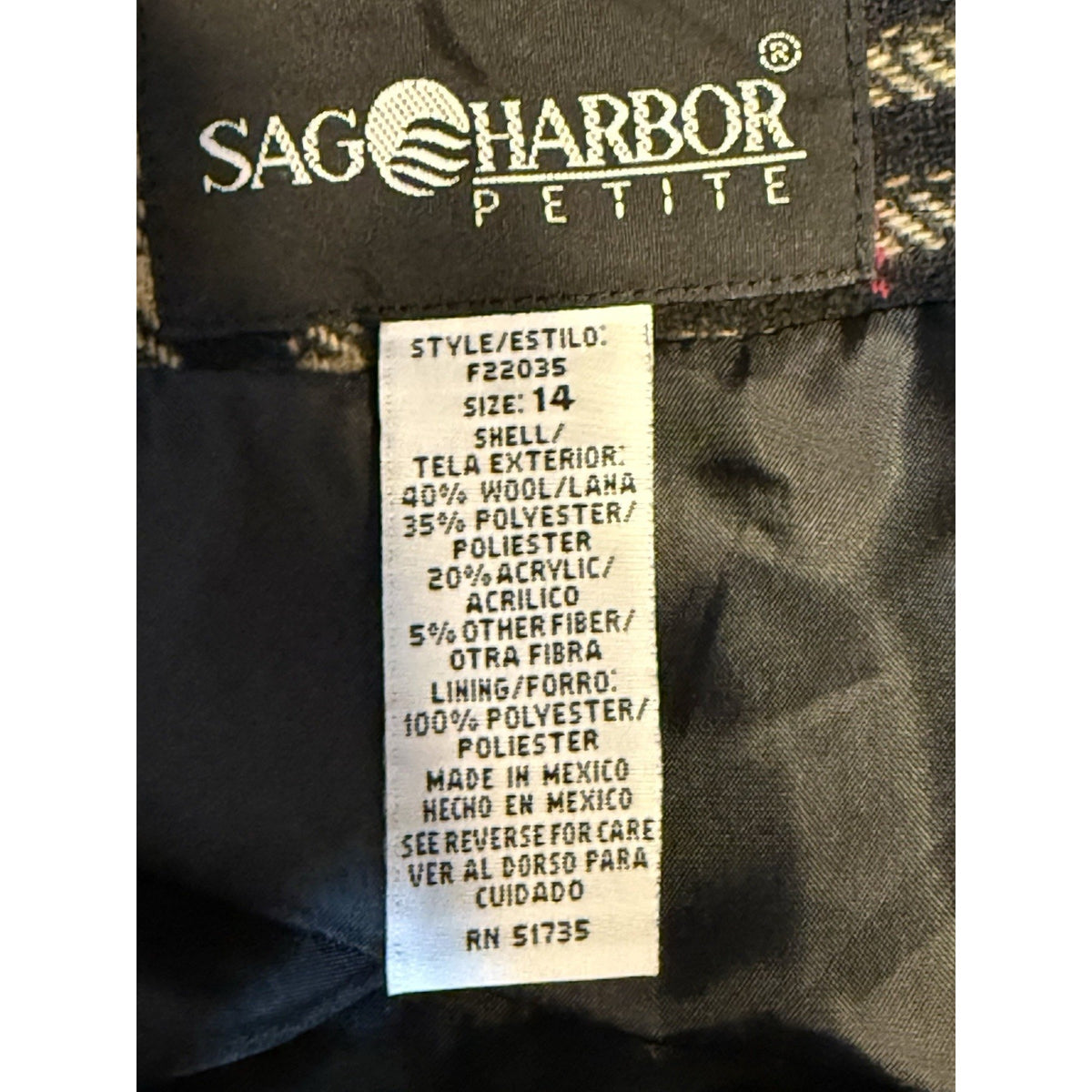 Sag Harbor Petite Plaid Wrap Skirt Wool Blend Fringe Size 14 Classic