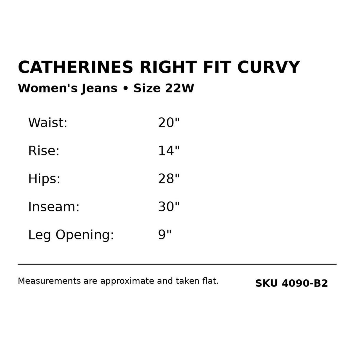 Catherines Right Fit Women 22W Blue Medium Wash Stretch High Rise Straight Jeans