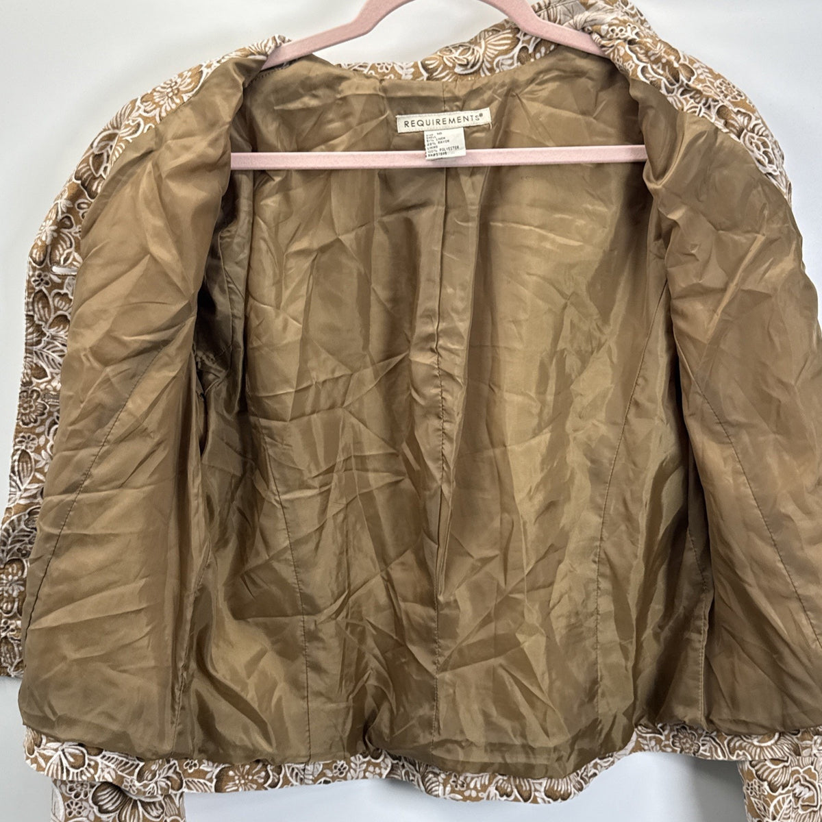 Requirements Womens Size 16 Brown Floral Linen Blend Blazer Jacket Boho Country