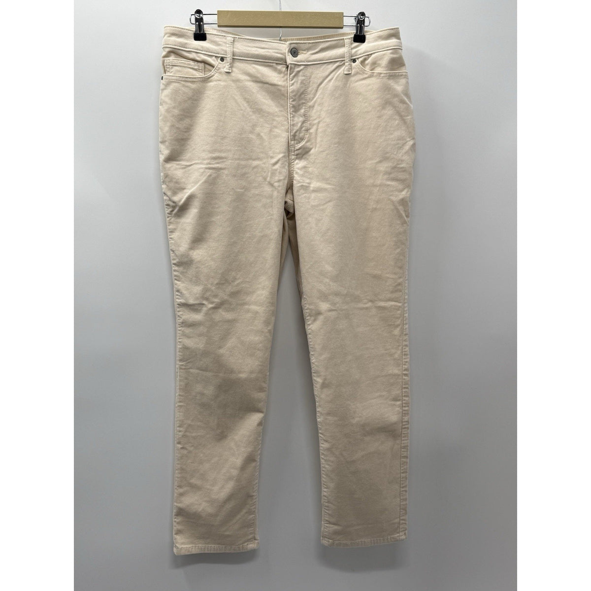 Croft & Barrow Womens 16 Ivory Corduroy Pants Straight Leg Stretch