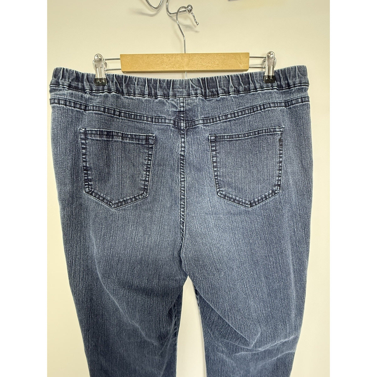 Denim & Co. Original Waist Stretch Regular Side Pocket Pant-Core LARGE