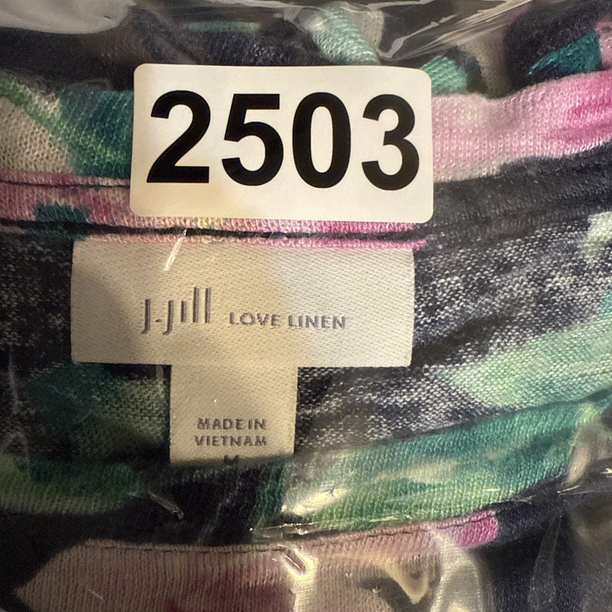 J Jill 100% Linen Floral Tie Front Top Love Linen Navy Pink Green M