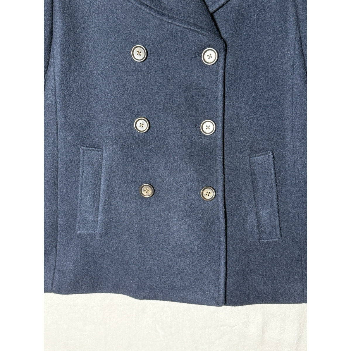 Old Navy Womens M Navy Blue Double Breasted Peacoat Jacket Belted Back 28”