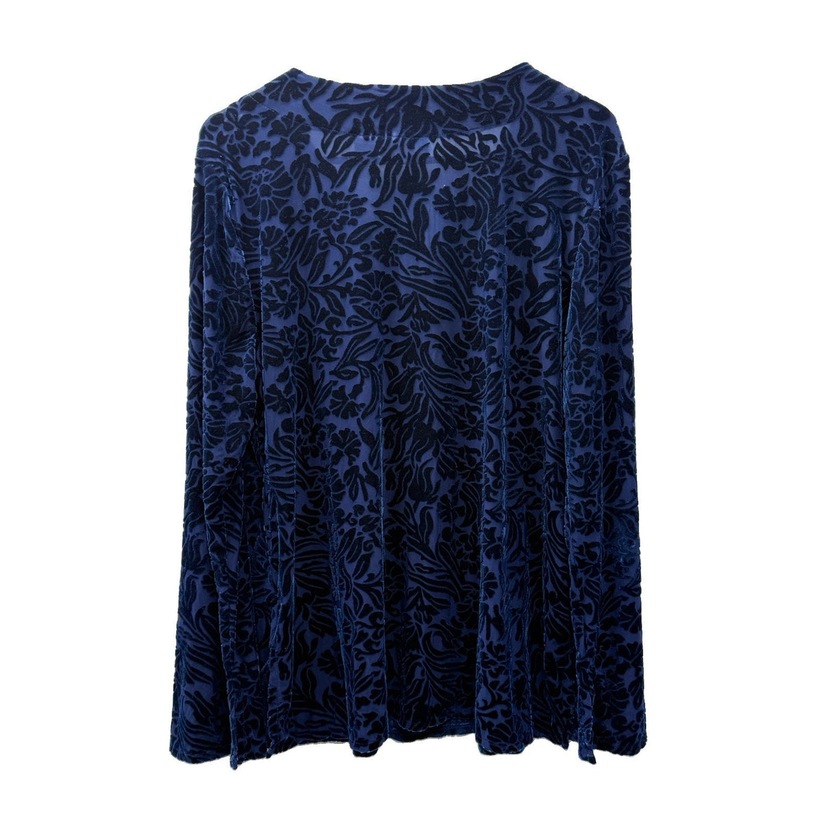 Jaclyn Smith Women’s Extra Large Blue Burnout Velvet Floral Top Long Sleeve