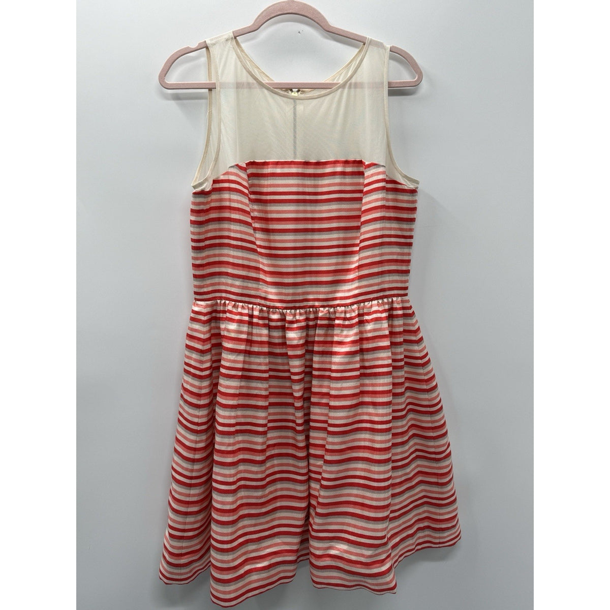 Just Taylor Womens Dress Multi Orange Stripped Lined Zip Fit/Flare Size 14