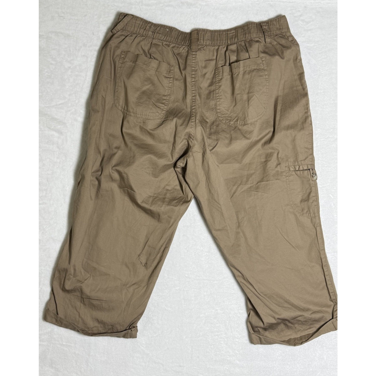 White Stag Women 18 Khaki Cargo Capri Pants Cotton Utility Casual Lightweight