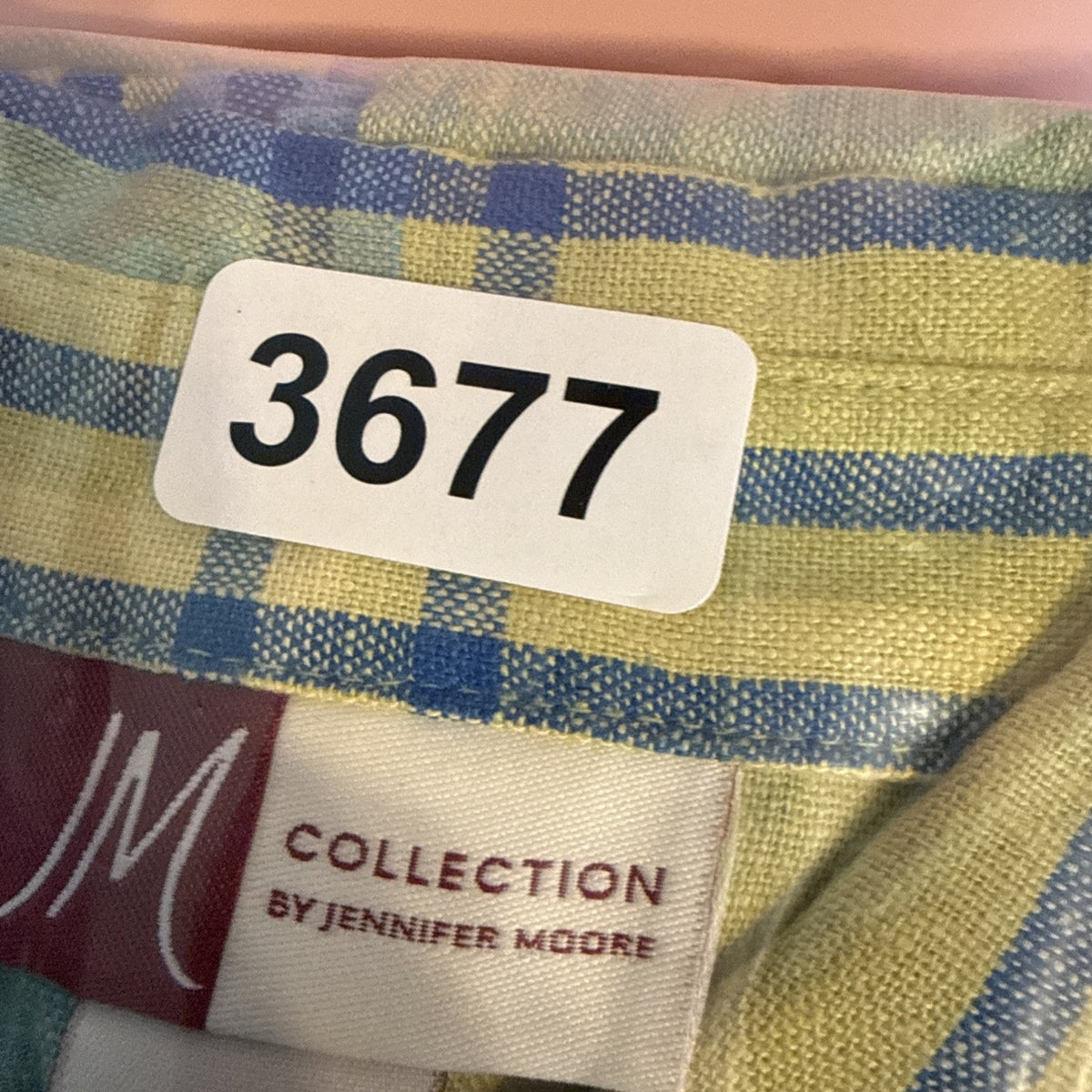 JM Collection Plaid Button Up Shirt Women Size 12 Multicolor Linen Blend