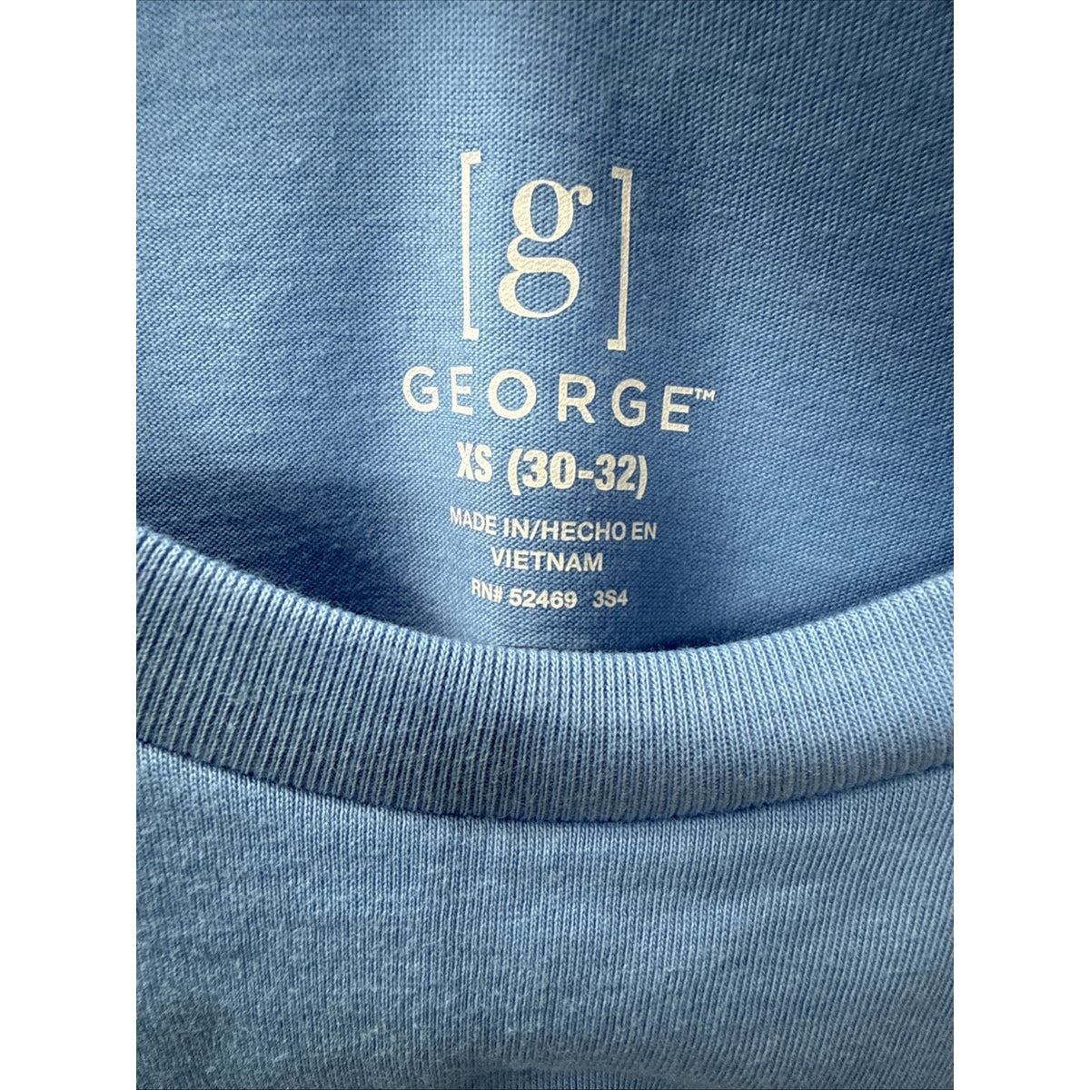 George Men's Crew Neck T-Shirt X-Small (30-32) PTP: 17” Length26 Blue NWT
