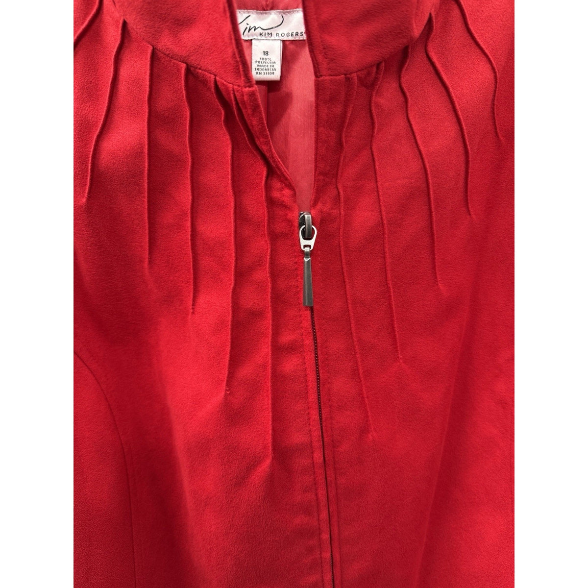 Kim Rogers Red Faux Suede Look Zip Front Jacket Womens 18 Career Classic