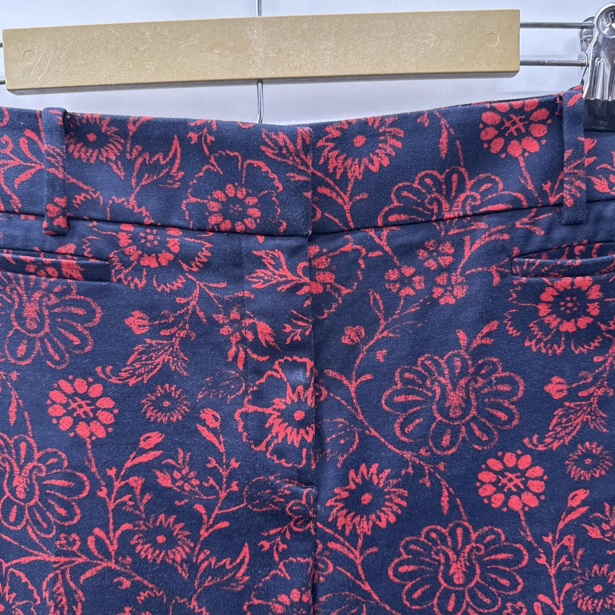 LOFT Ann Taylor Marisa Riviera Pants 12 Red Floral Damask Slim Ankle Crop