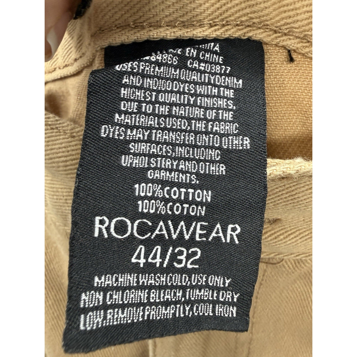 Rocawear Mens 44x32 Tan Jeans 100% Cotton Straight Leg Y2K Hip Hop Casual Pants