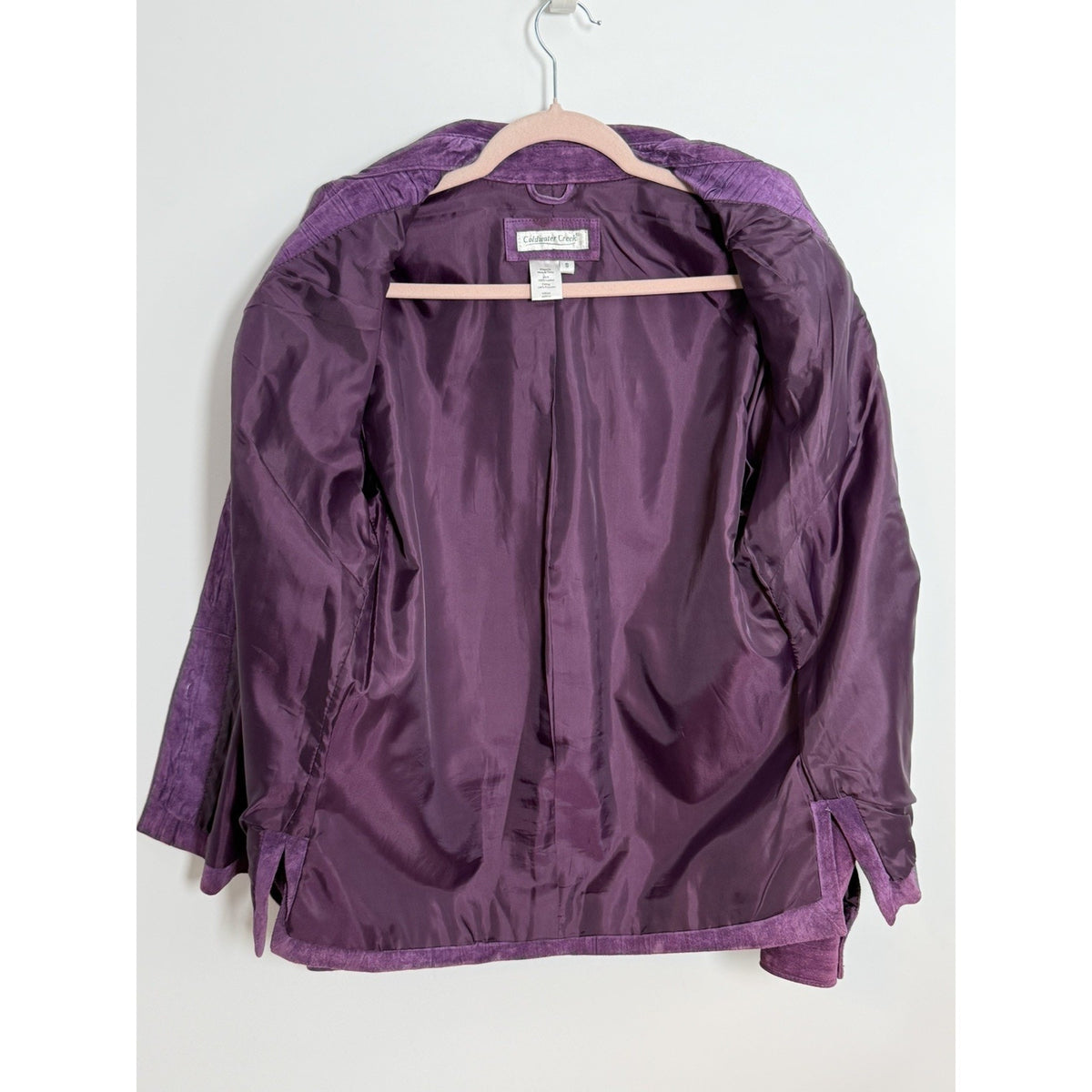 Women’s Small Coldwater Creek Vintage Purple Crinkle Suede Leather Jacket Y2K