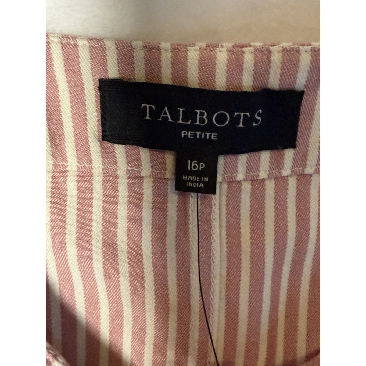 Talbots Petite Skirt 16P NWT Pink White Stripe Button Front Cotton Blend A Line