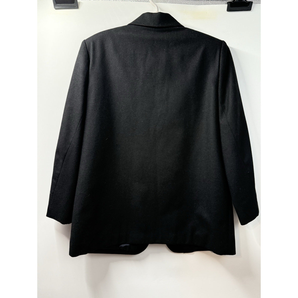 Sag Harbor Petite Blazer Womens 14 Black Wool Blend Gold Crest Button Classic
