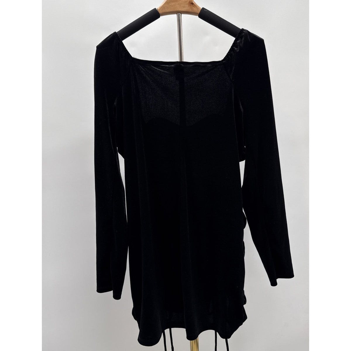 Women's Long Sleeve Ruched Velvet Bodycon Dress Wild Fable Black Size XXL