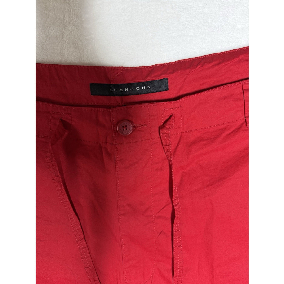 Sean John Cargo Shorts Mens 56B Red Utility Hiking Outdoor Cotton Drawstring