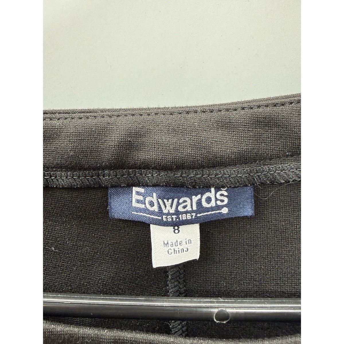 Edwards Black Sheath Dress Size 8 Career Office Stretch 3/4 Sleeve Pockets