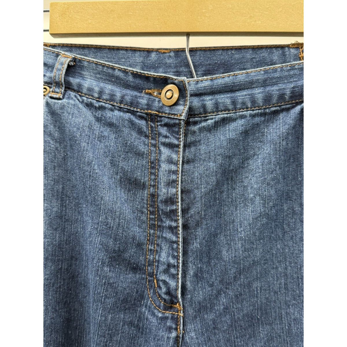 Ruby Rd Beaded Denim Jeans Womens 14 Blue Ramie Blend Y2K Boho Stretch Pants
