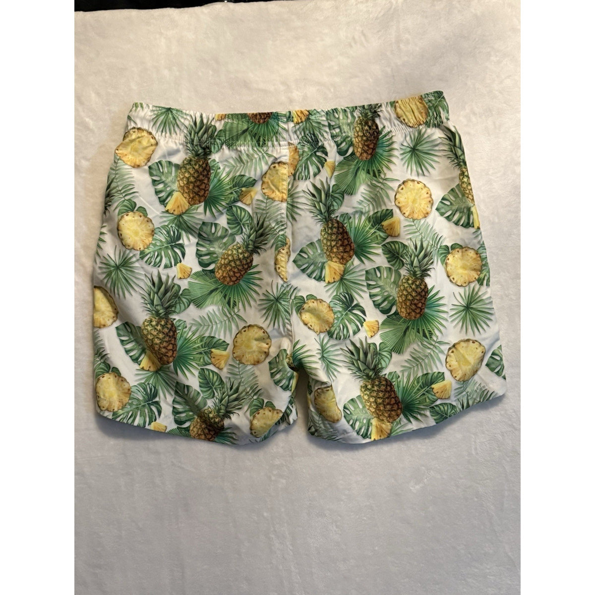Ring of Fire Men's Pineapple Print Swim Trunks Sz L Drawstring