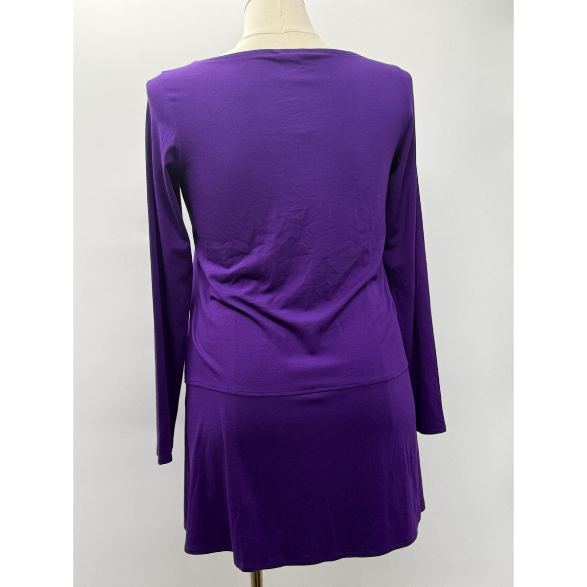 Eileen Fisher NWT Purple Bateau Neck Tunic Top Medium Viscose Stretch USA