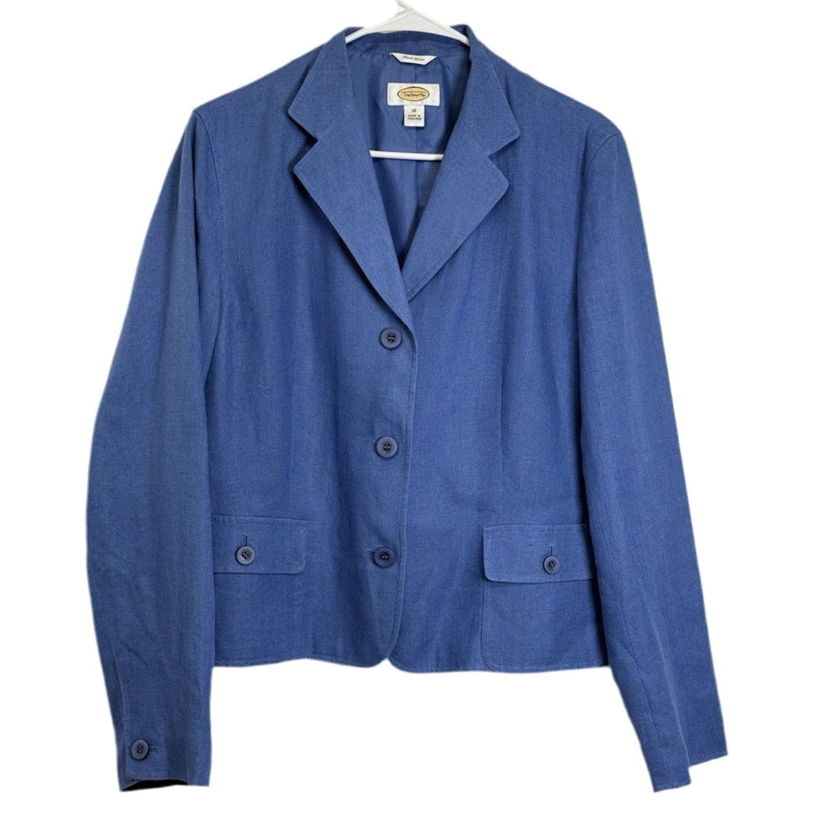 Talbots Women’s Irish Linen Blazer Blue Sz 10 Classic 3 Button Jacket