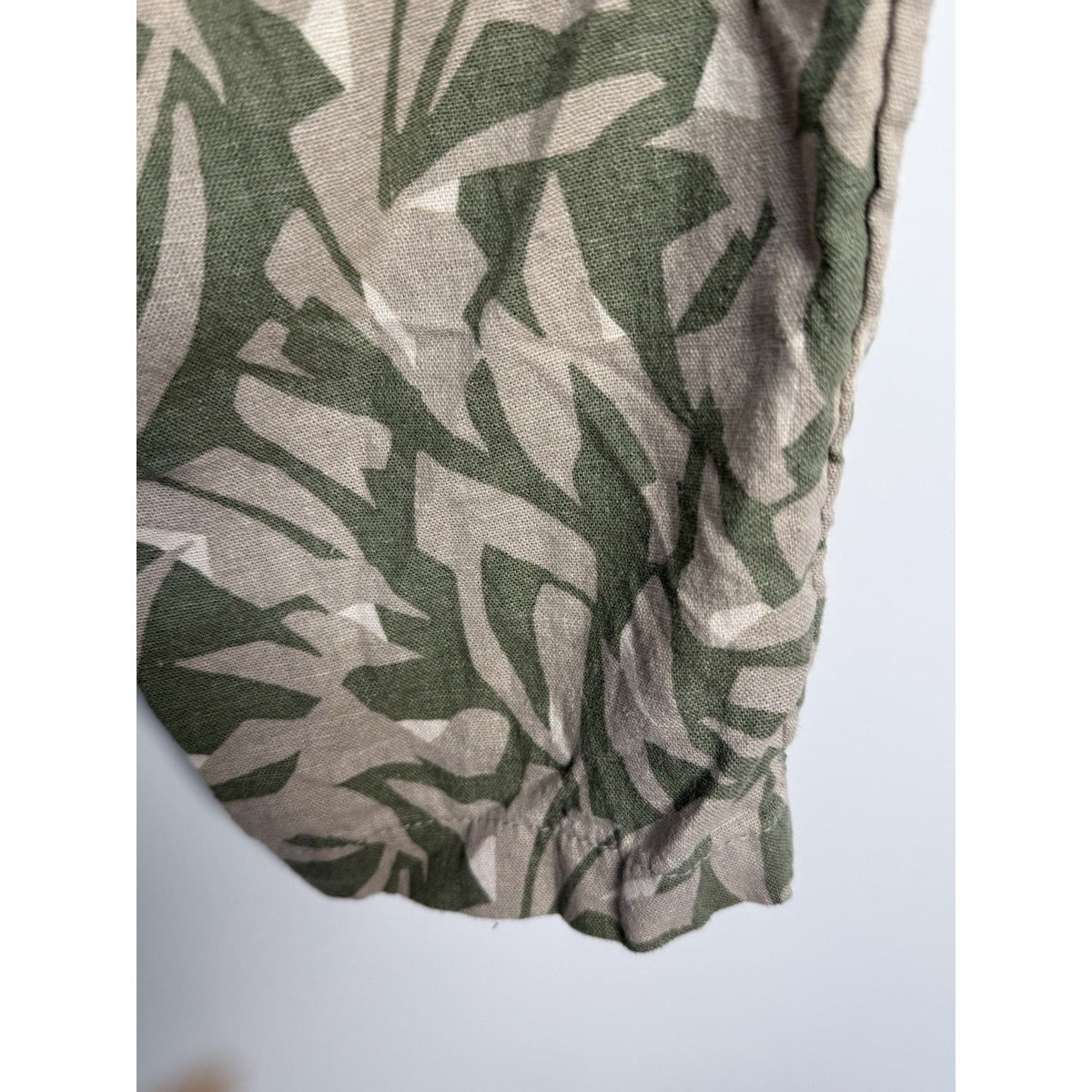 Old Navy Linen Rayon High Rise Straight Taper Pants Leaf Print L Tall