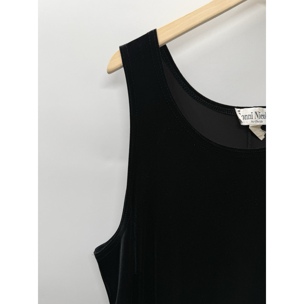 VTG Ronni Nicole II Black Velvet Maxi Dress 22W Sleeveless Side Slits Plus Size