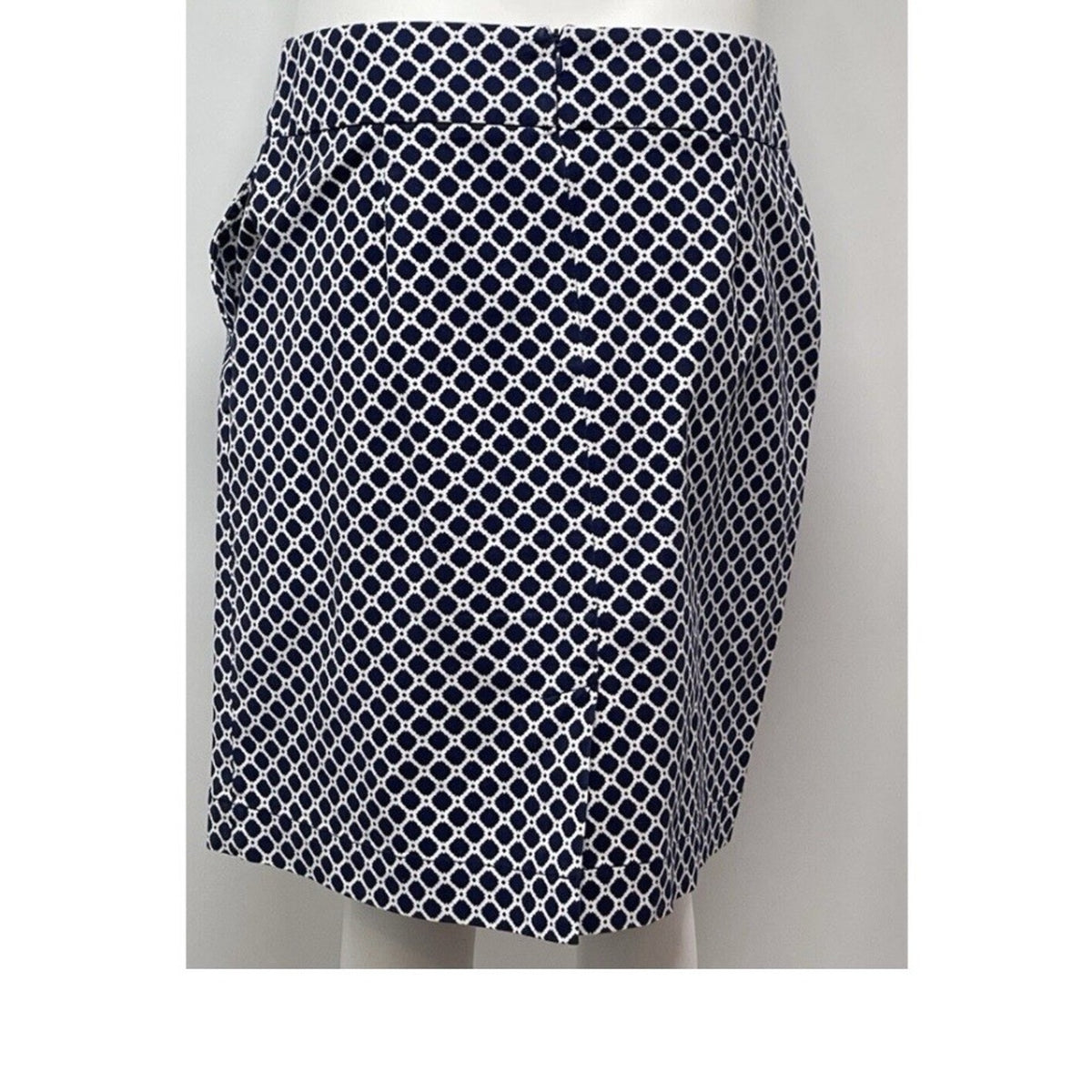 Chadwicks of Boston A Line Skirt Classic Stretch Size 10 Navy Blue White Pockets