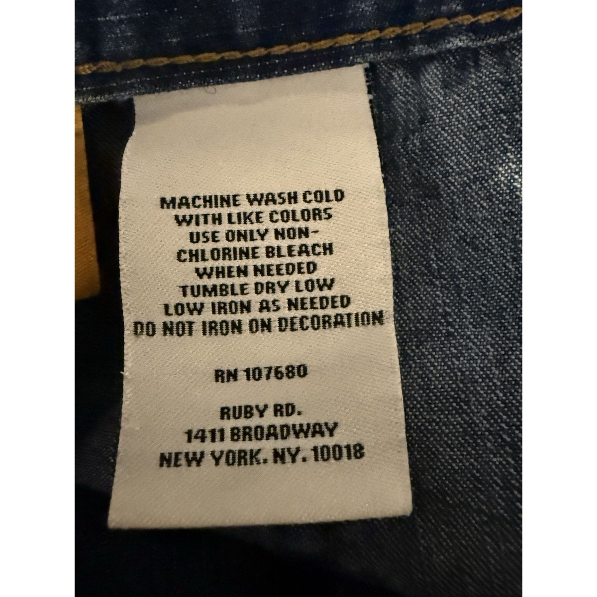 Ruby Rd Beaded Denim Jeans Womens 14 Blue Ramie Blend Y2K Boho Stretch Pants