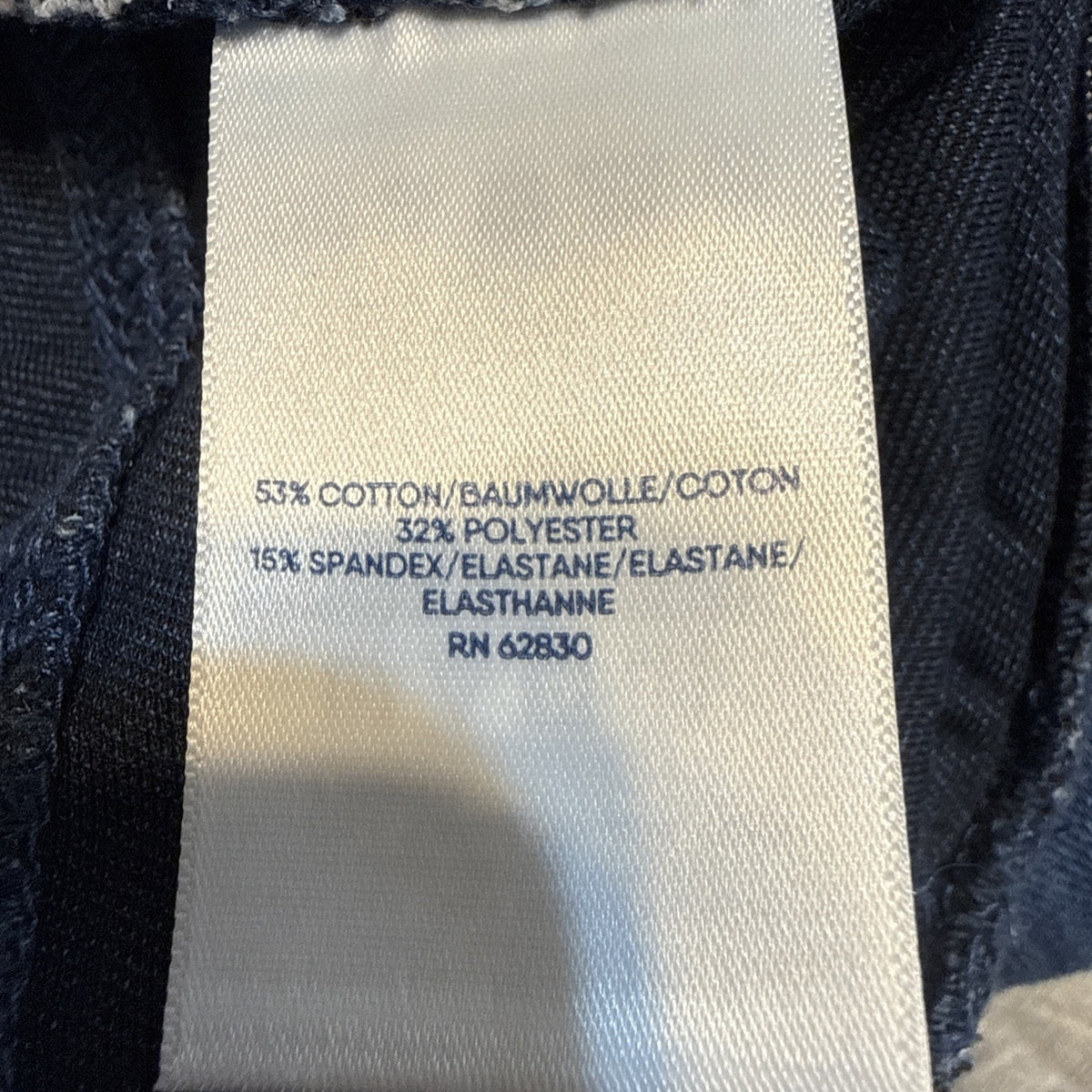 Lands End Cotton Pull On Pants Medium Blue High Rise Straight Leg Denim Look