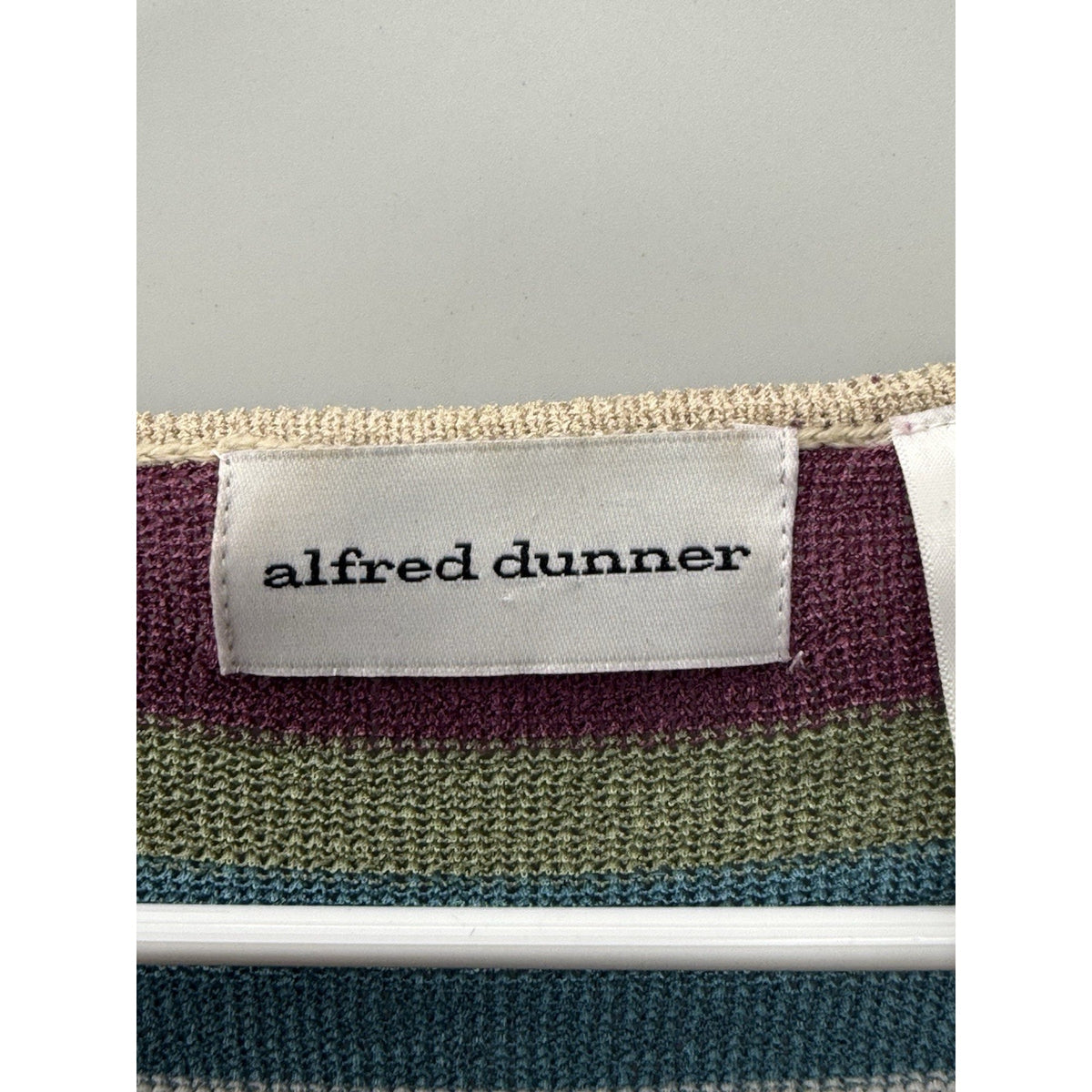 Alfred Dunner Vintage Striped Sweater Top Med Beaded Shoulder Pads Short Sleeve.