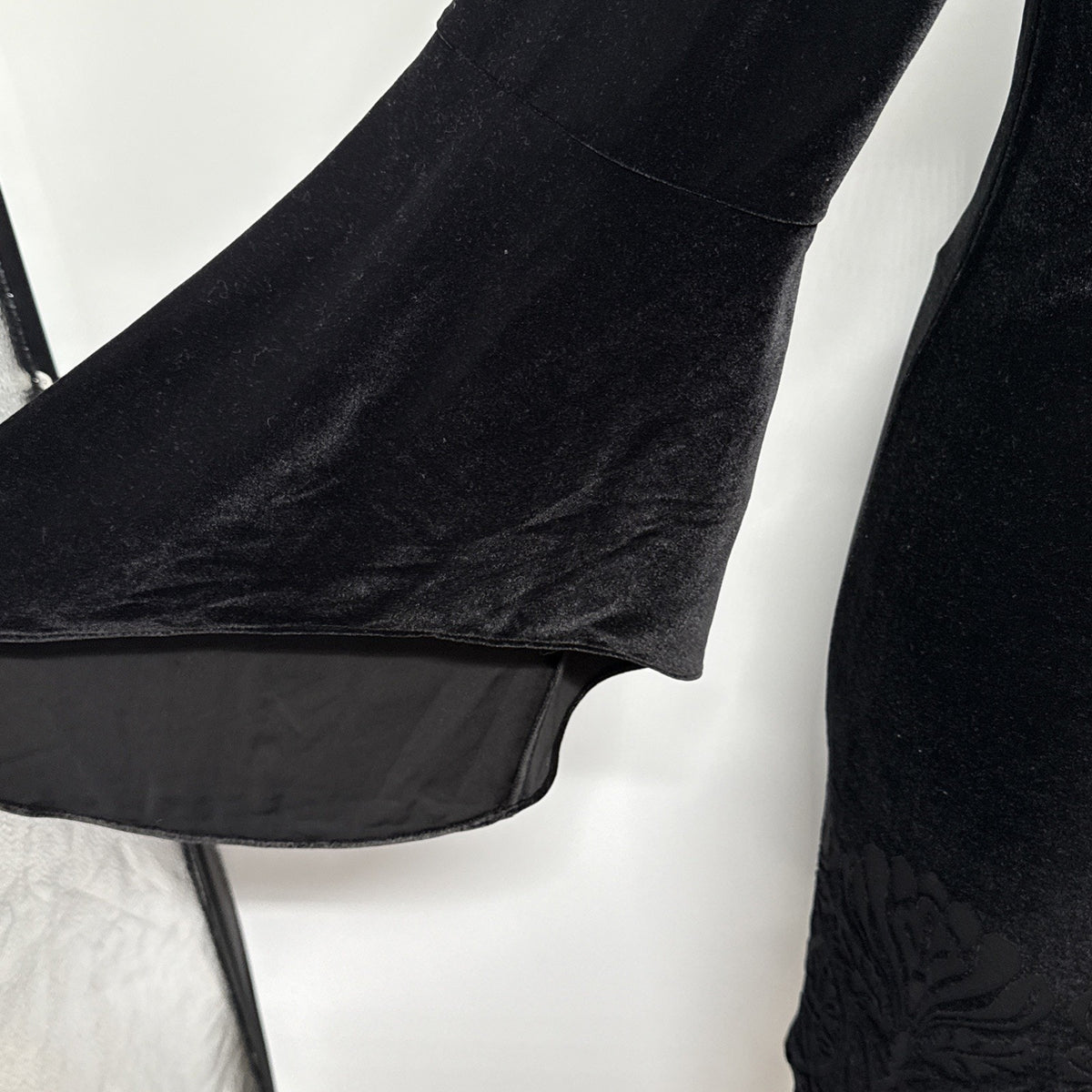 The Limited Medium Black Velvet Bell Sleeve Dress Burnout Damask Boho Cocktail