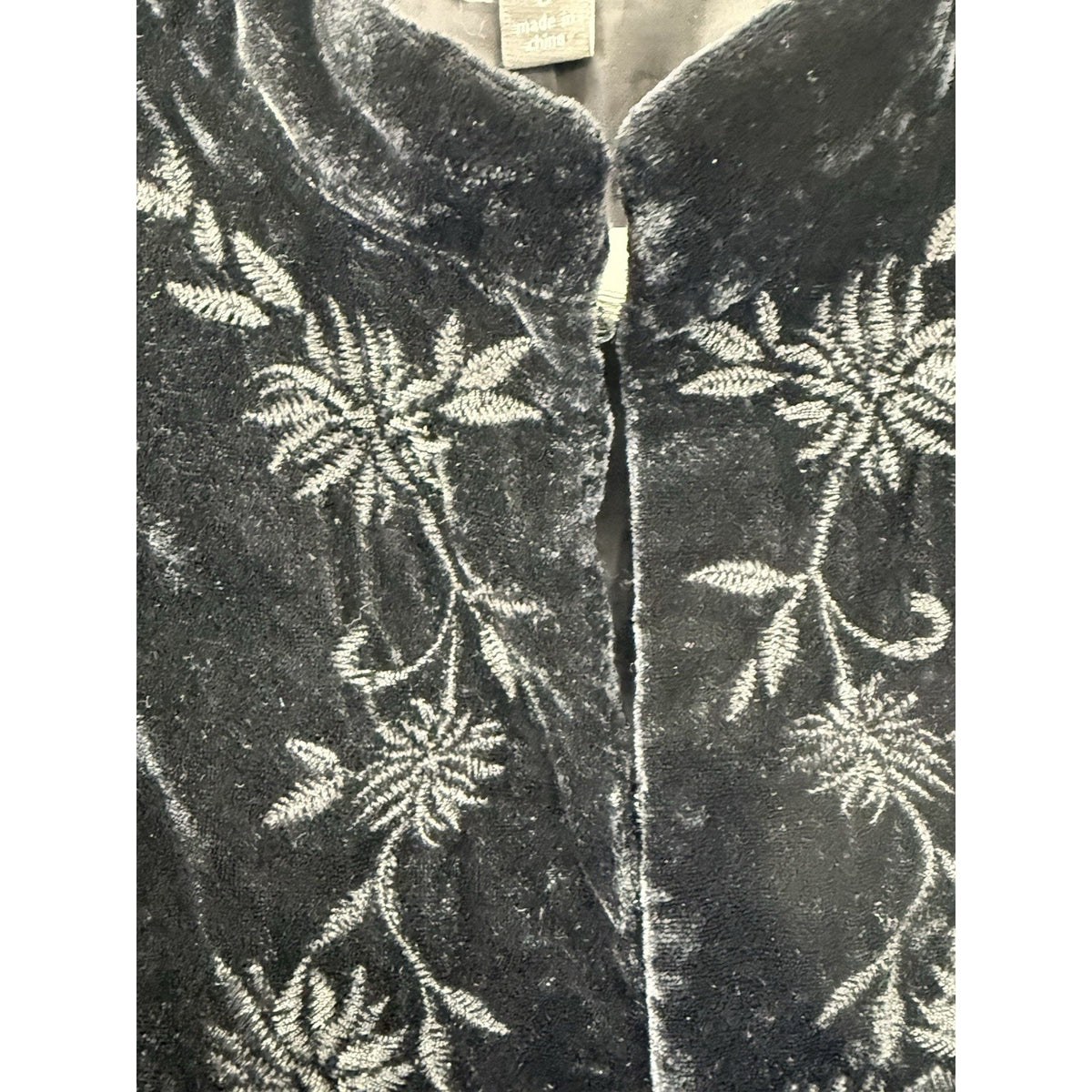 Apt 9 Black Velvet Embroidered Jacket Womens Cropped Gothic Romantic