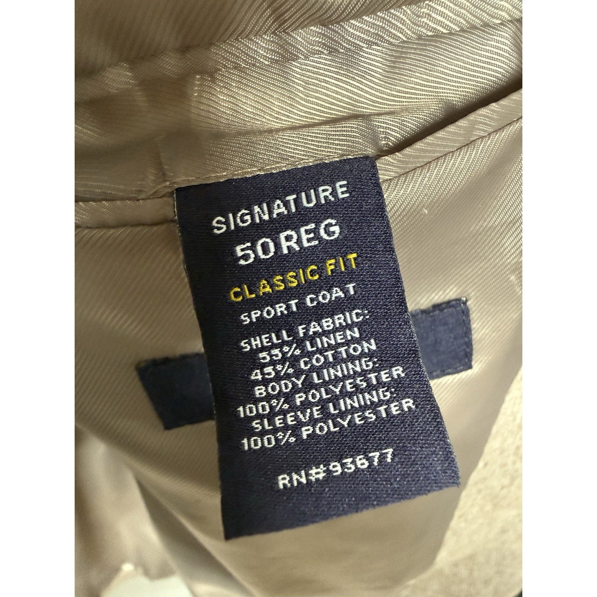 Stafford Linen Blend Sport Coat 50R Tan Classic Fit Blazer 2 Button Tailored