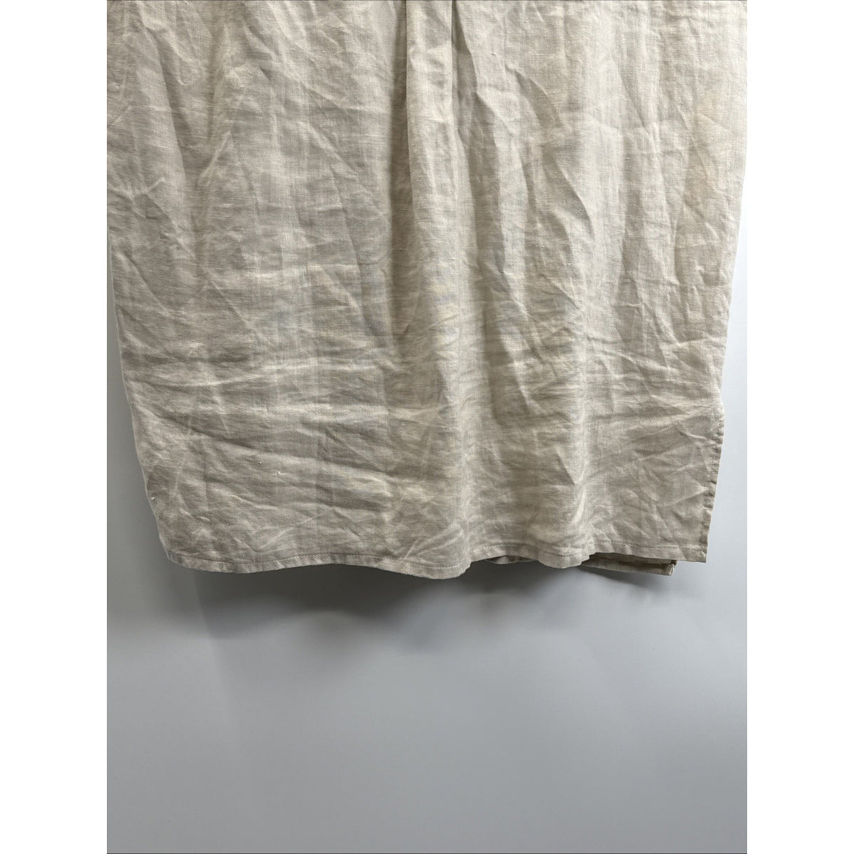 Peck & Peck Womens Large Khaki Linen V Neck Top Beaded Embroidered Casual
