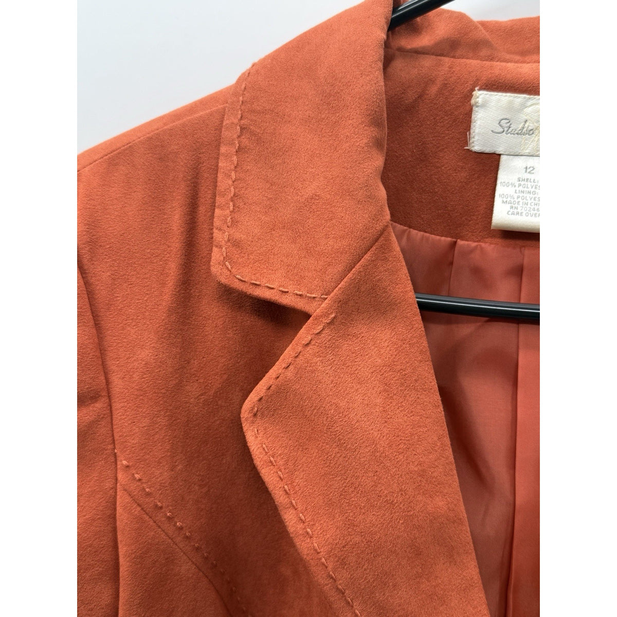 Studio Works Womens Blazer Jacket Size 12 Burnt Orange Faux Suede Career Western